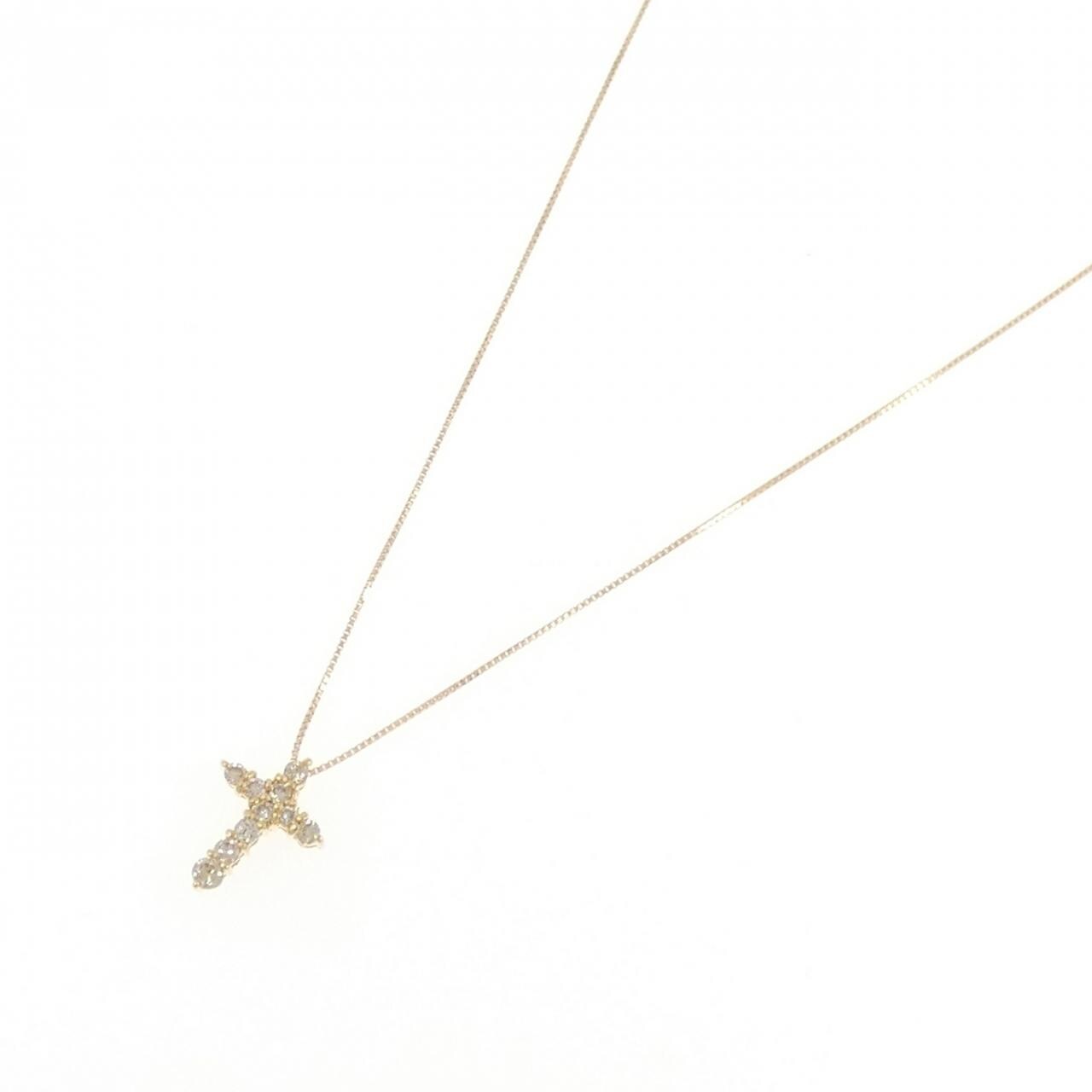 K18YG クロス ダイヤモンド ネックレス 0.30CT