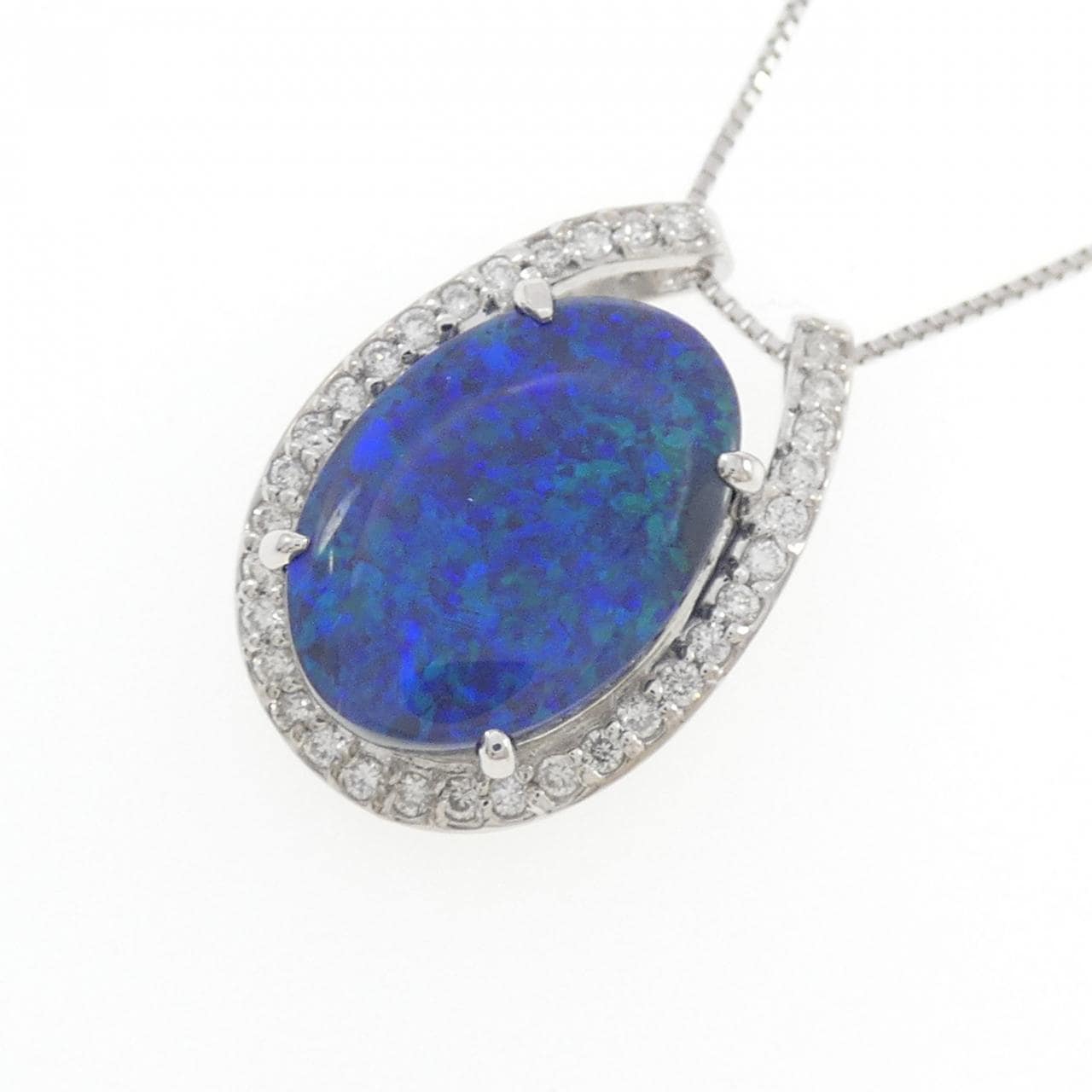 K18WG ブラックオパール ネックレス 3.88CT