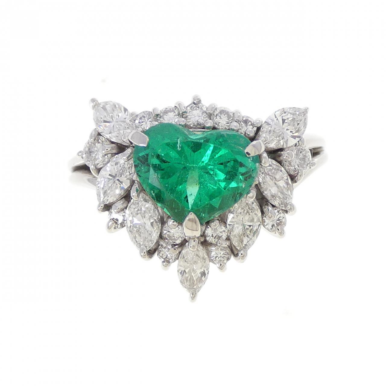 PT900 ハート エメラルド リング 1.39CT