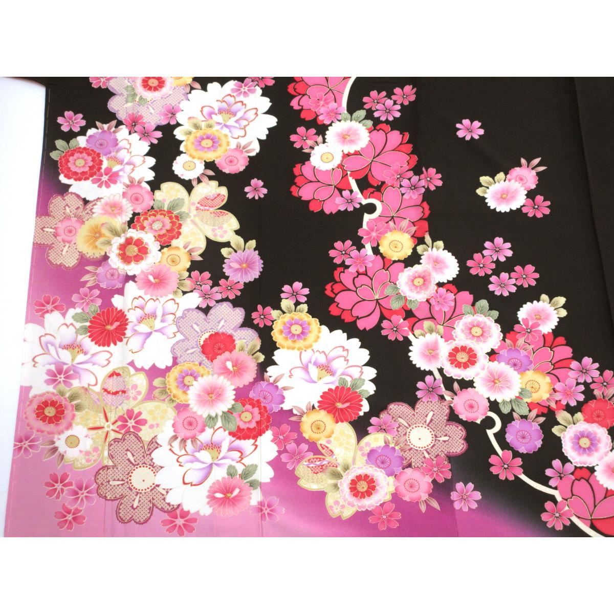 【未使用品】振袖　友禅金彩加工　刺繍入りボカシ染