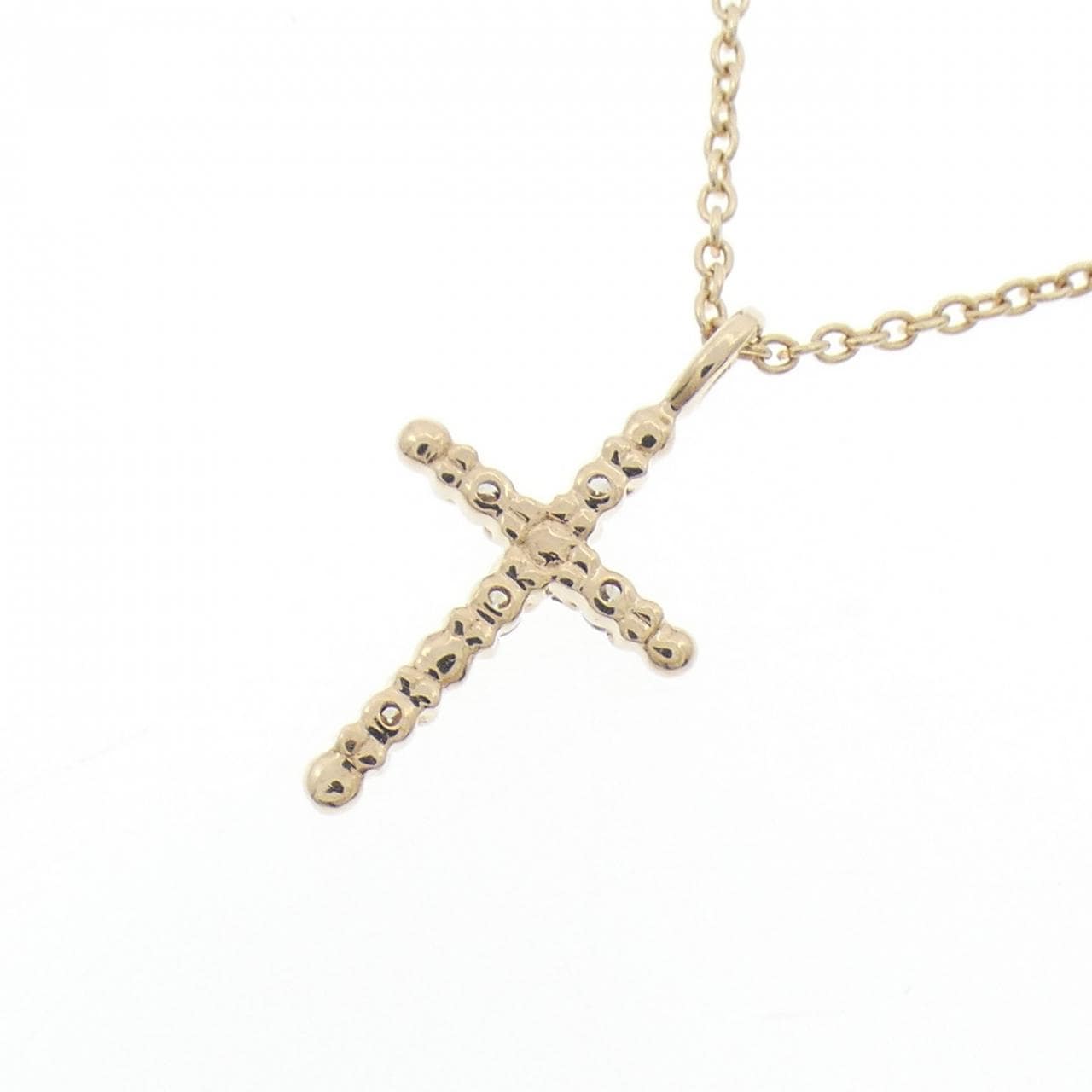 K10WG クロス ダイヤモンド ネックレス 0.03CT