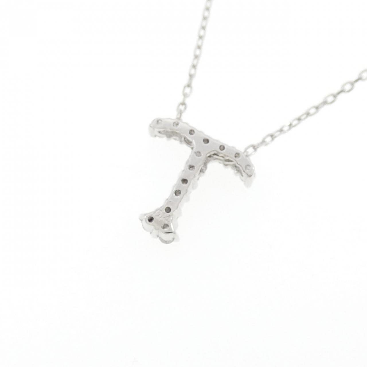 K18WG 字母 T鑽石項鍊 0.14克拉