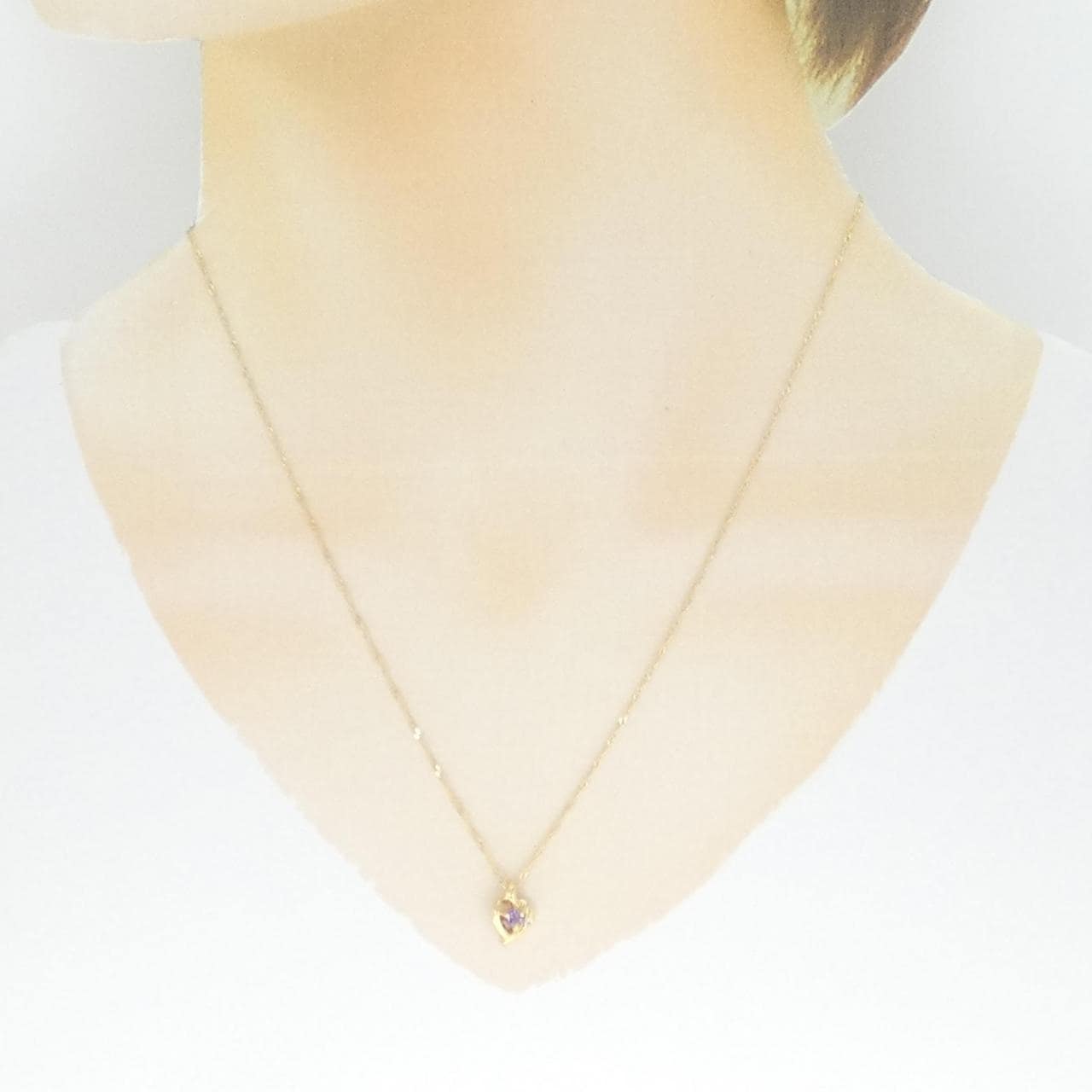 K18YG heart amethyst necklace