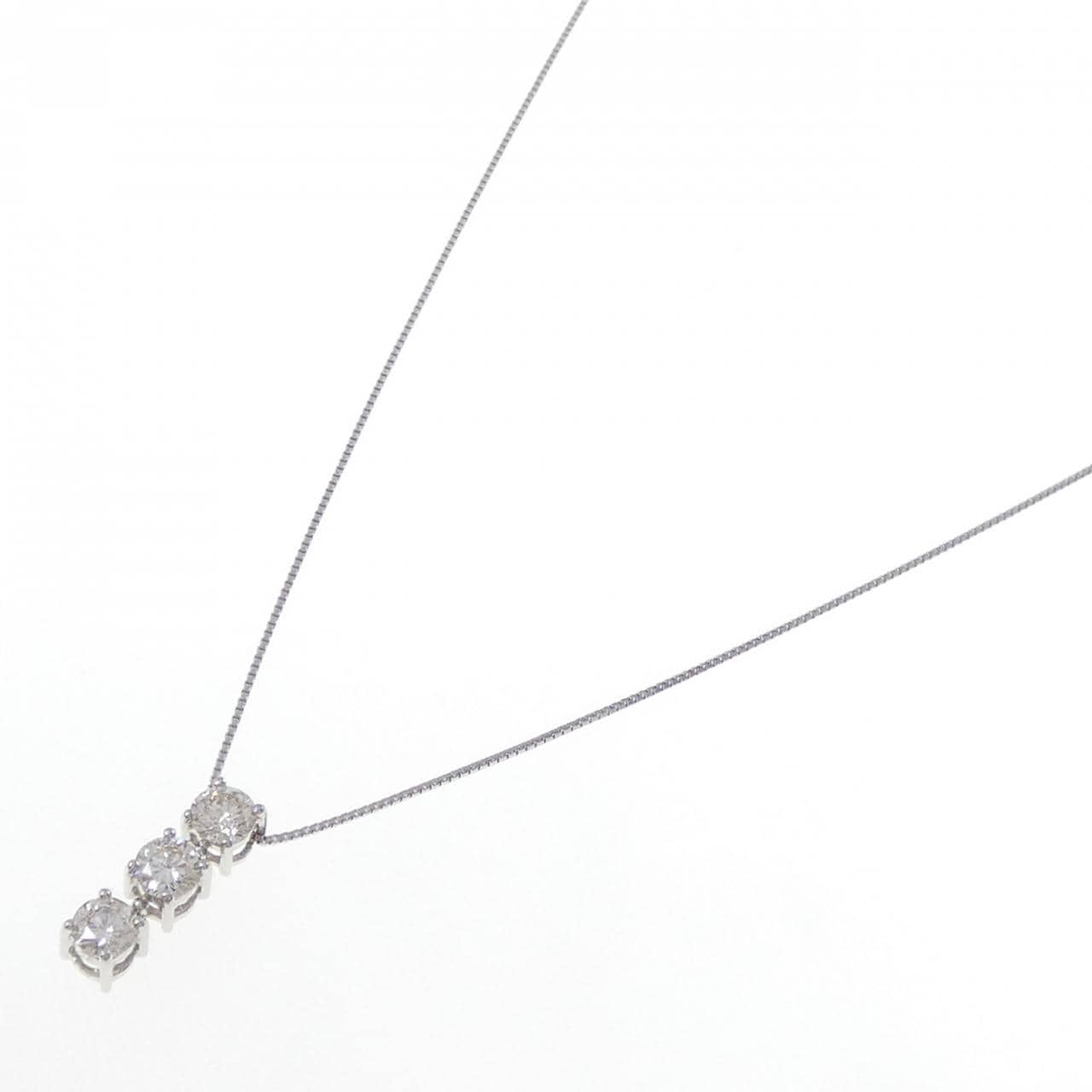 PT900/PT850 スリーストーン ダイヤモンド ネックレス 1.08CT