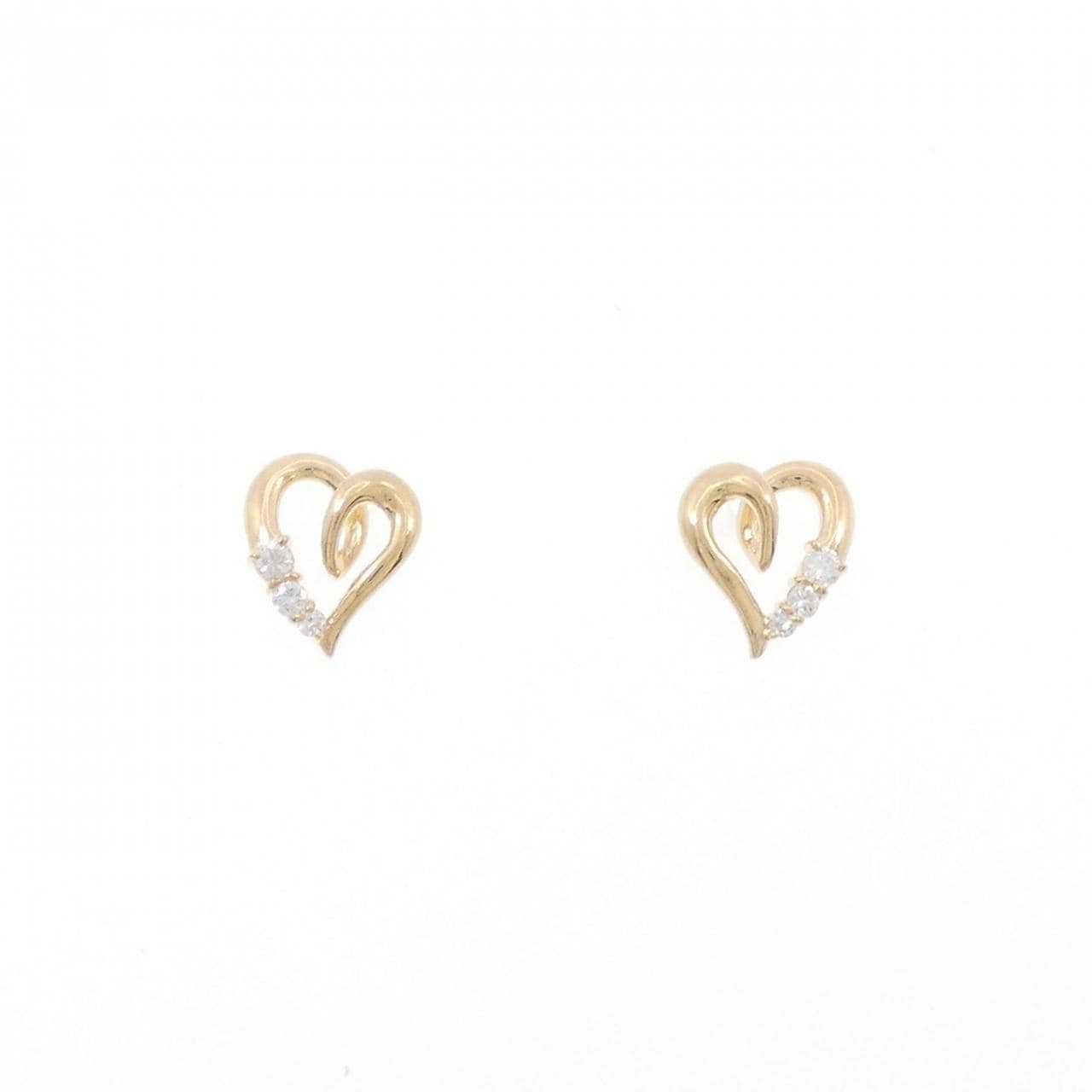 K18YG 心形钻石耳环 0.12CT