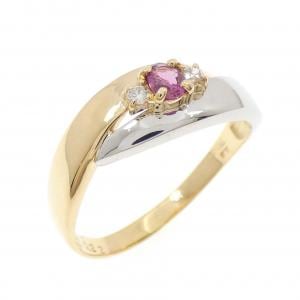 PT900/K18YG ルビー リング 0.22CT