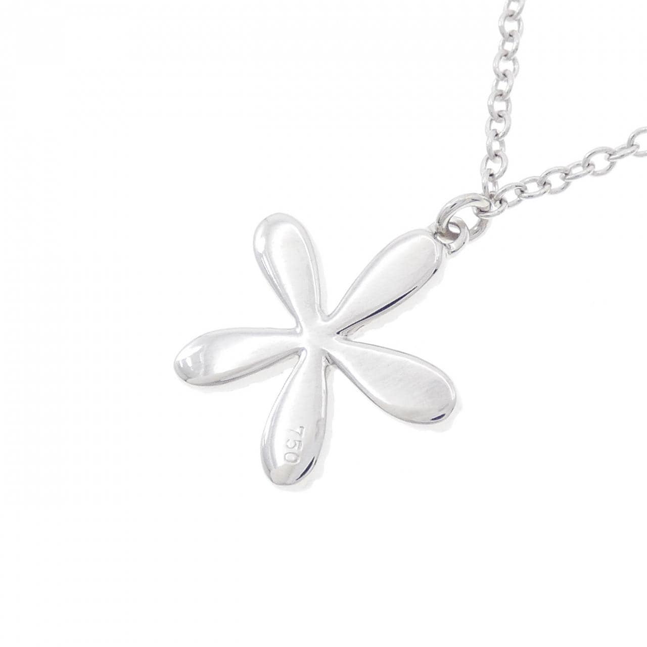 750WG フラワー ダイヤモンド ネックレス 0.27CT