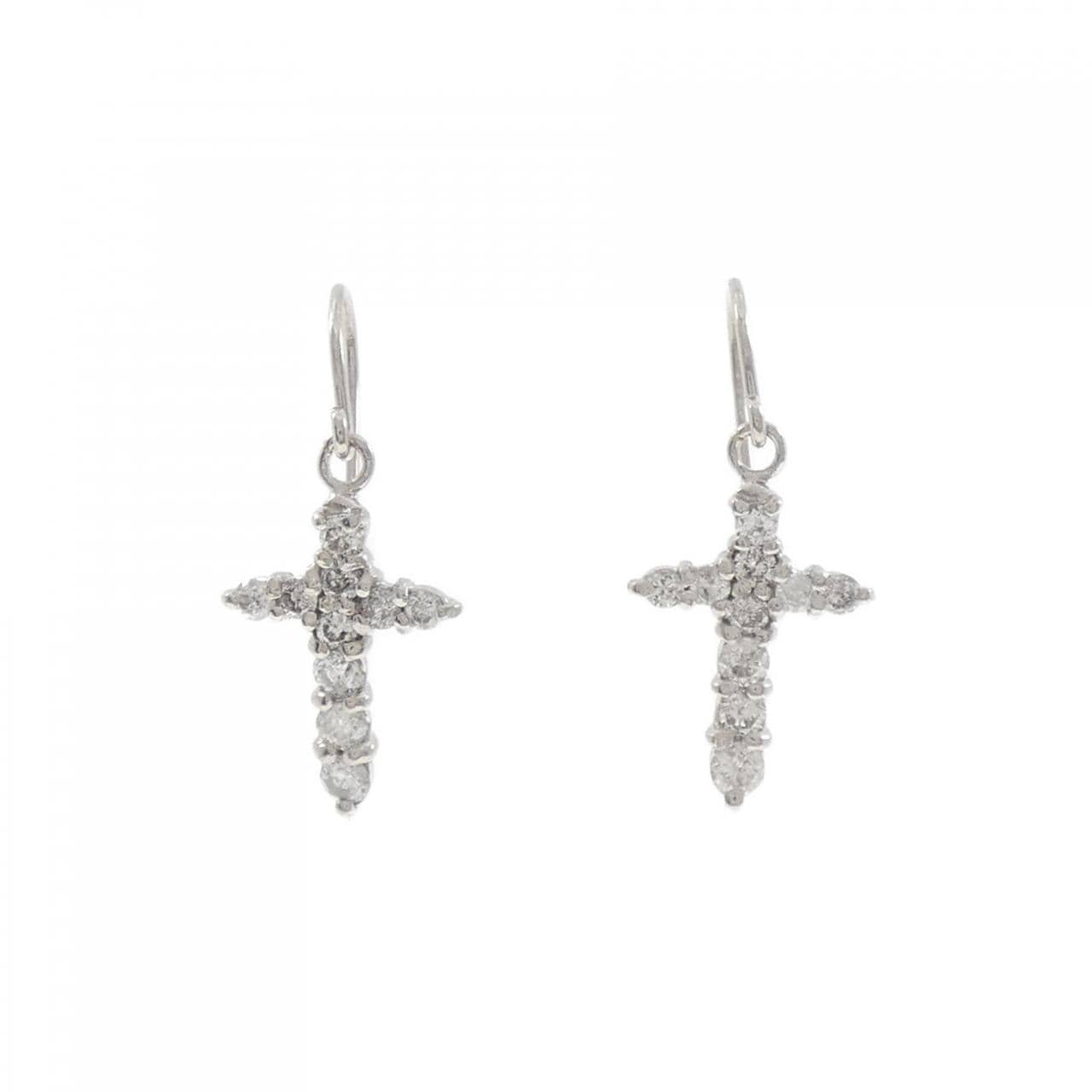 PT900 クロス ダイヤモンド ピアス 0.50CT