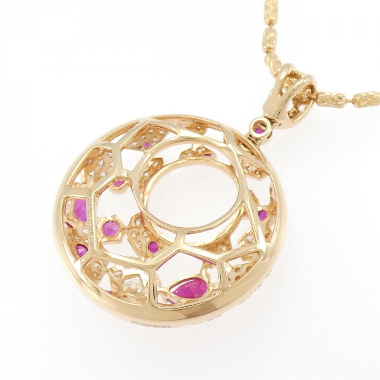 18KPG/K18PG ルビー ネックレス 1.97CT