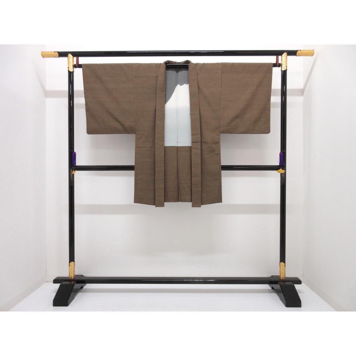 Men's pongee kimono, haori, nagusa undergarment 3-piece set