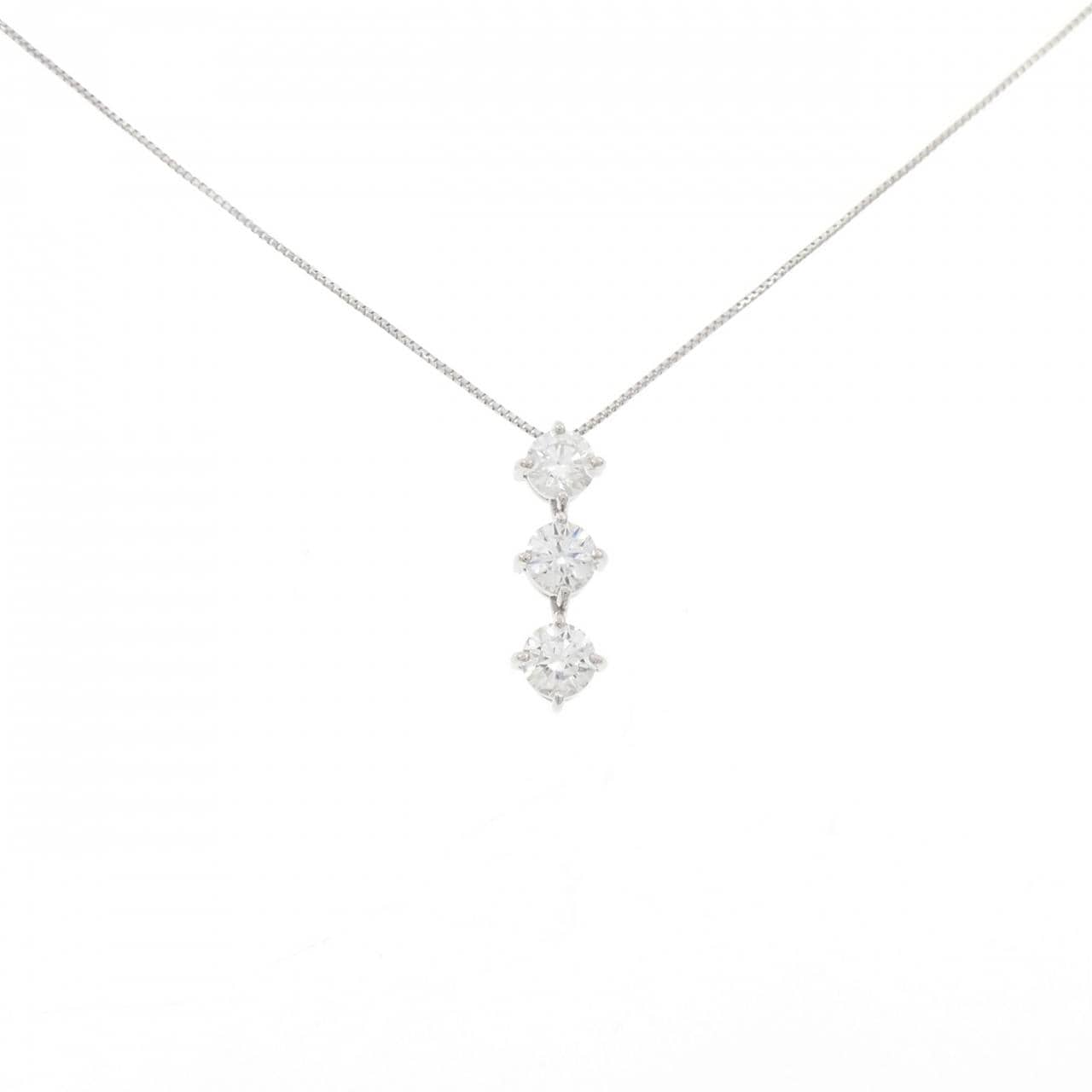 PT900/PT850 スリーストーン ダイヤモンド ネックレス 1.001CT