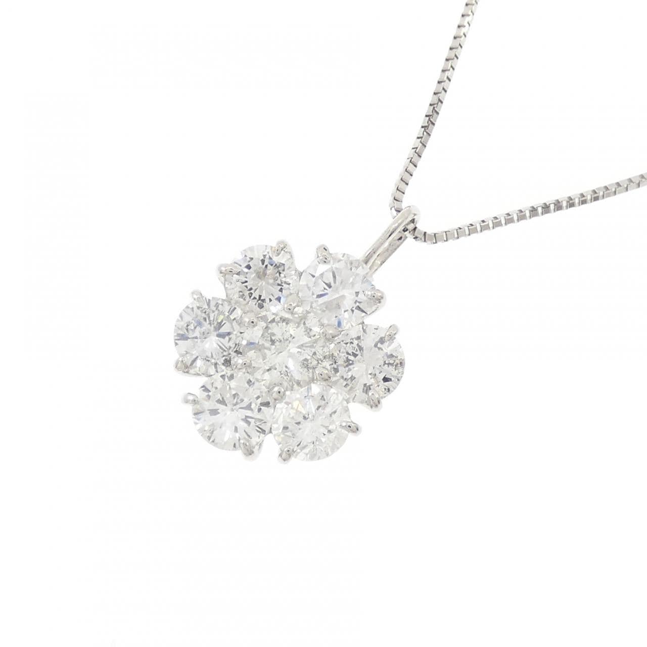 PT900/PT850 フラワー ダイヤモンド ネックレス 2.00CT