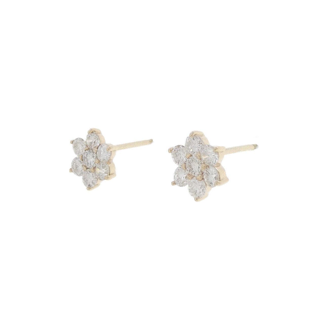 【リメイク】K10YG フラワー ダイヤモンド ピアス 0.50CT