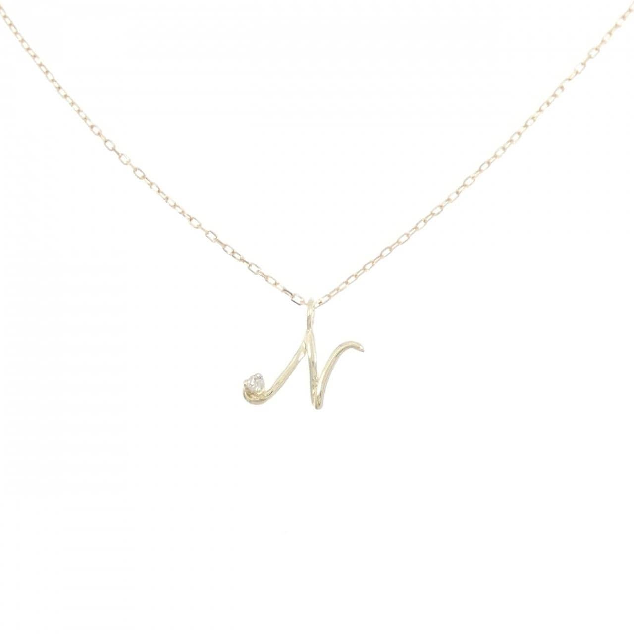 K10YG イニシャルN ダイヤモンド ネックレス 0.01CT