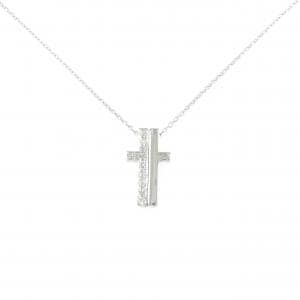 K18WG クロス ダイヤモンド ネックレス 0.15CT