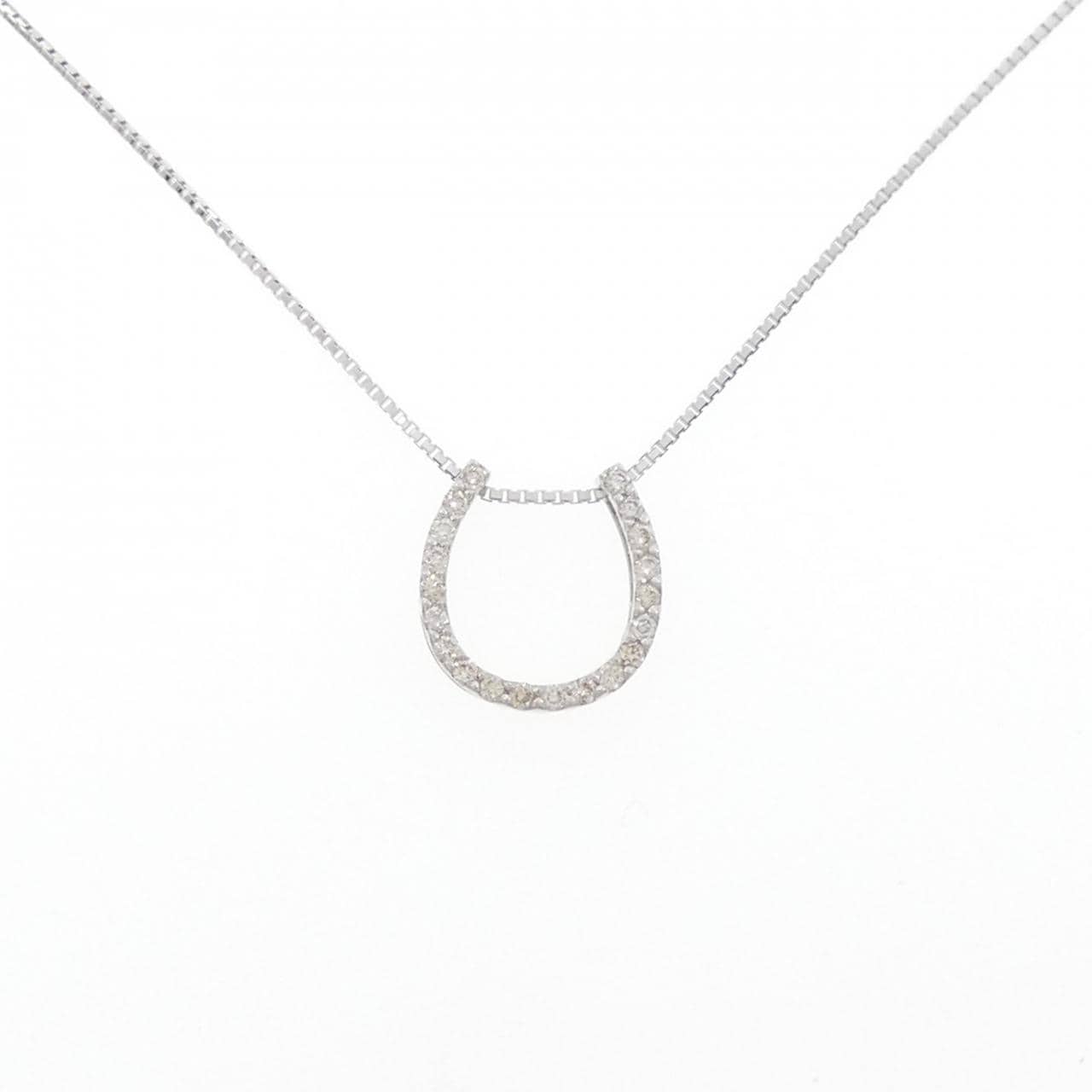 K18WG ホースシュー ダイヤモンド ネックレス 0.30CT