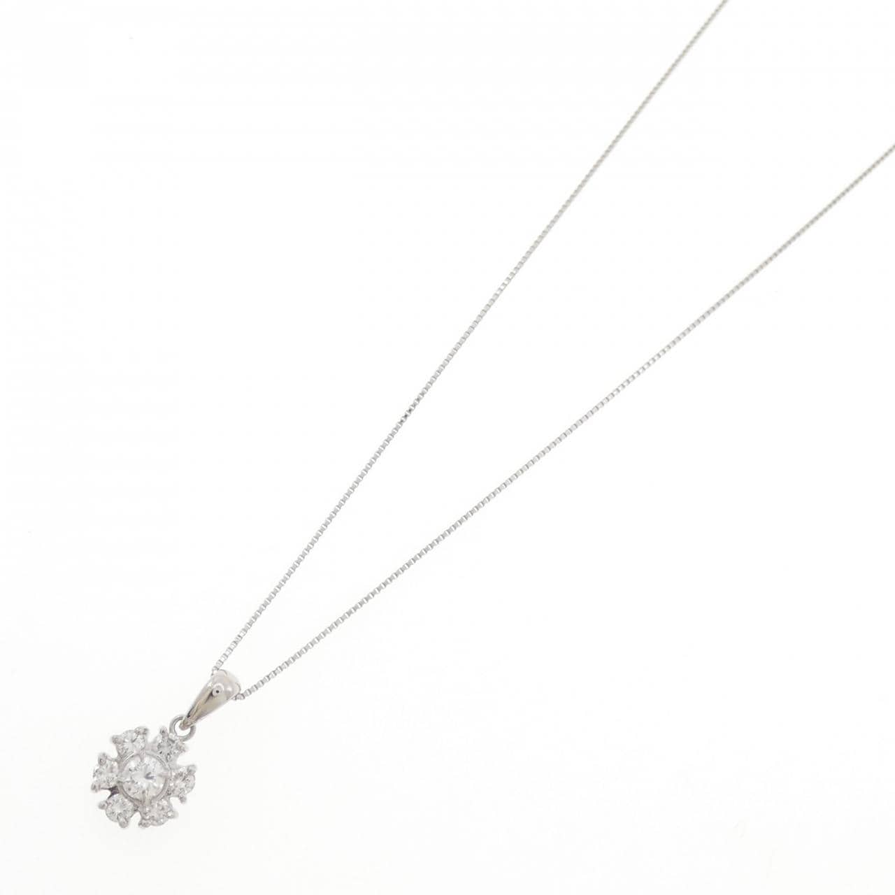 PT900/PT850 フラワー ダイヤモンド ネックレス 0.16CT