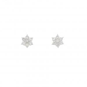 PT900 フラワー ダイヤモンド ピアス 0.30CT