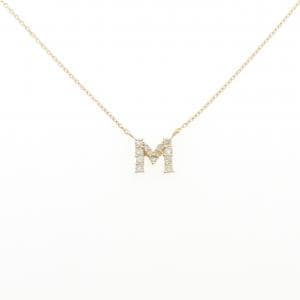 K18YG イニシャルM ダイヤモンド ネックレス 0.16CT