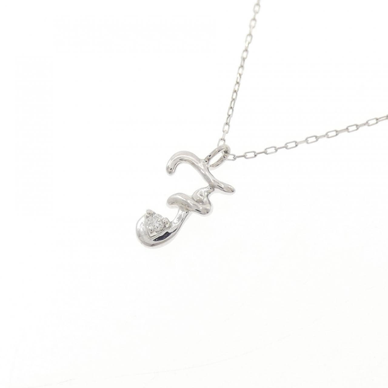 K10WG イニシャルF ダイヤモンド ネックレス 0.01CT