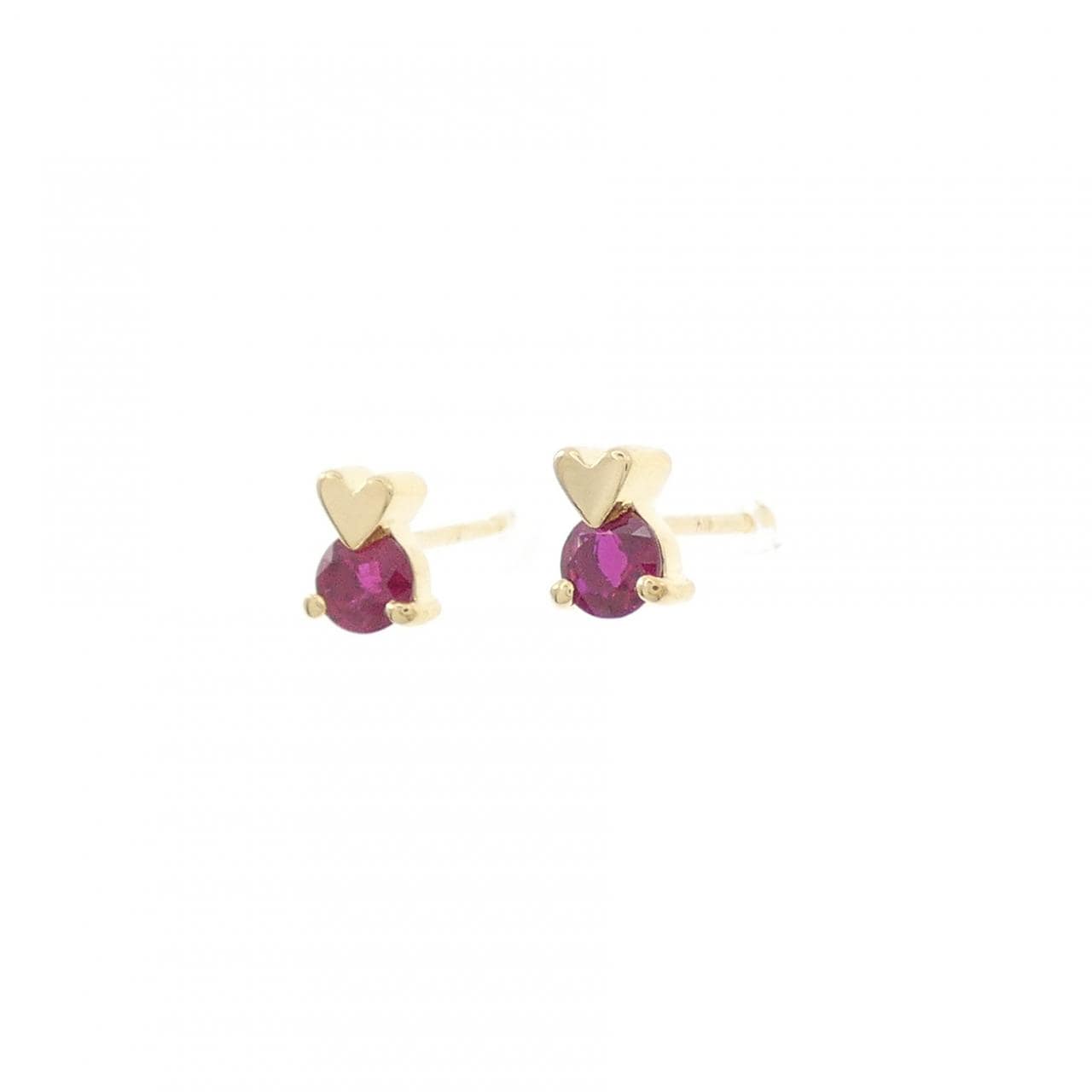 K18YG ハート ルビー ピアス 0.48CT