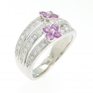 PT900 フラワー サファイヤ リング 0.30CT