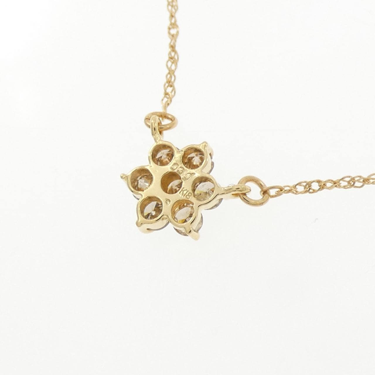K18YG フラワー ダイヤモンド ネックレス 0.30CT