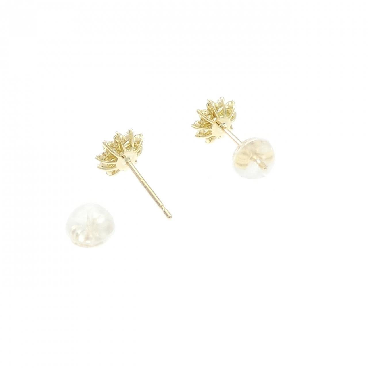 K18YG フラワー ダイヤモンド ピアス 0.30CT