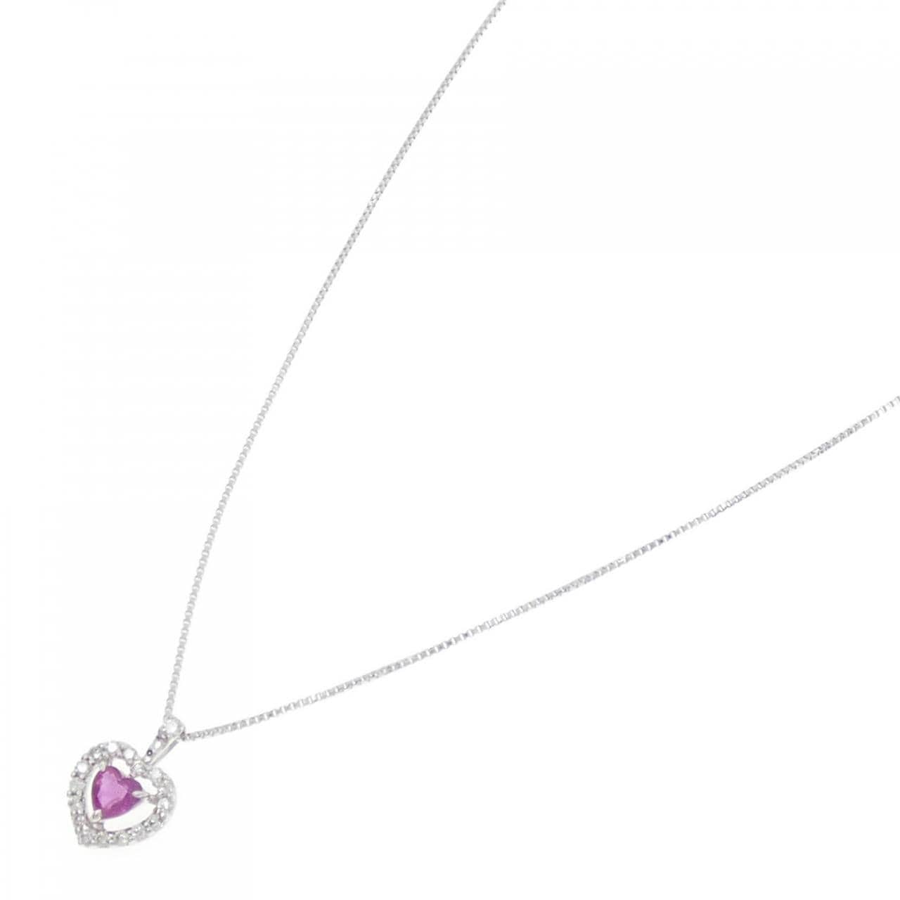 K18WG爱心红宝石项链0.18CT
