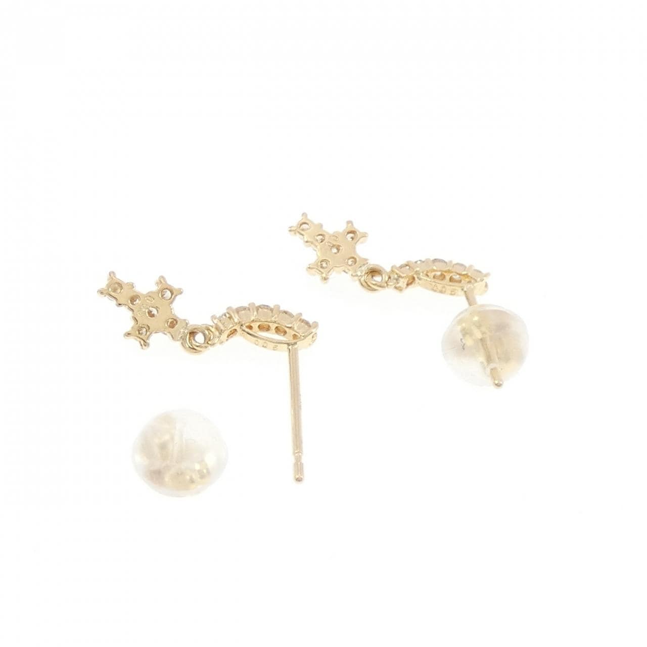 K18YG クロス ダイヤモンド ピアス 0.20CT