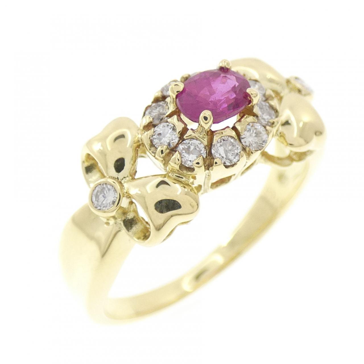 K18YG ルビー リング 0.33CT