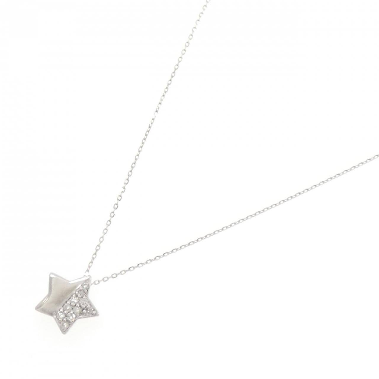 K18WG スター ダイヤモンド ネックレス 0.10CT