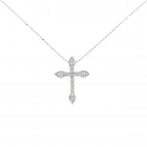 K18WG クロス ダイヤモンド ネックレス 0.30CT