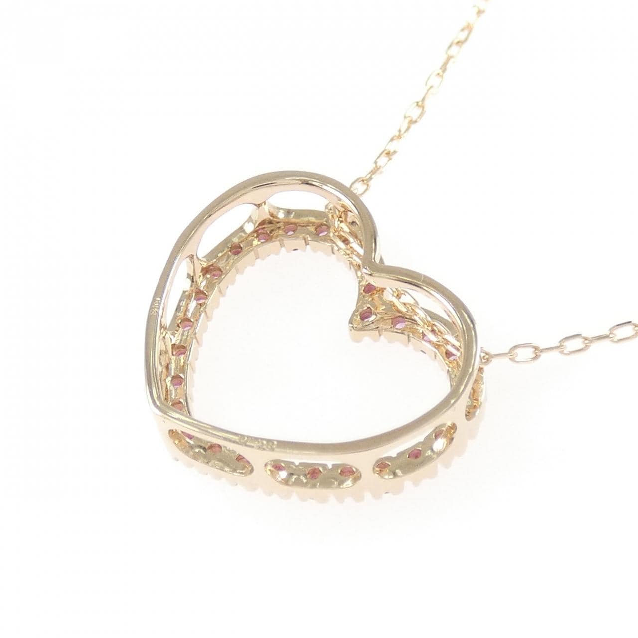 K18PG ハート サファイヤ ネックレス 0.28CT