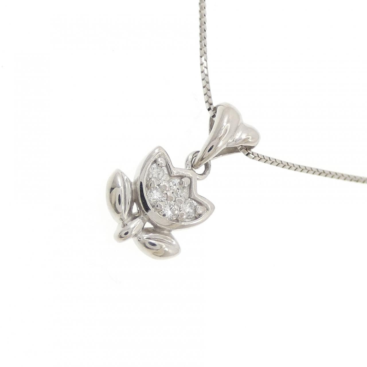 PT900/PT850 チューリップ ダイヤモンド ネックレス 0.07CT