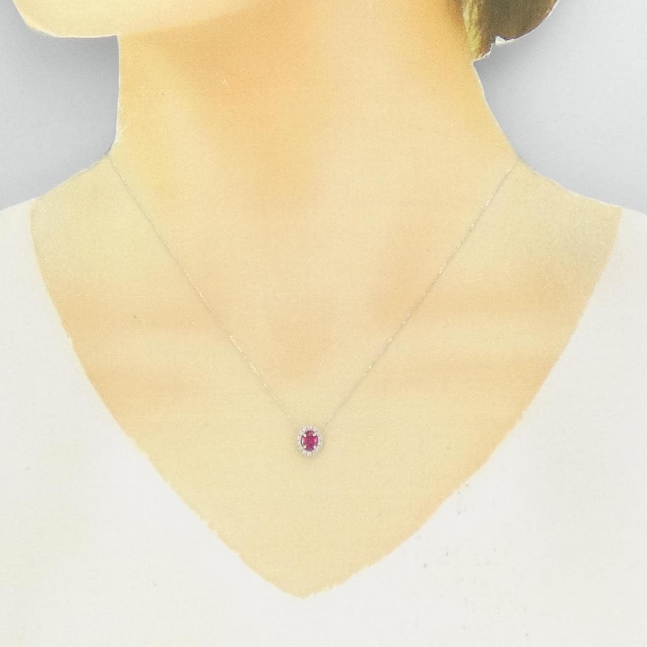 K18WG ルビー ネックレス 0.36CT