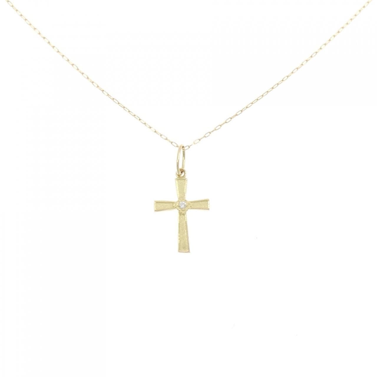K18YG クロス ダイヤモンド ネックレス