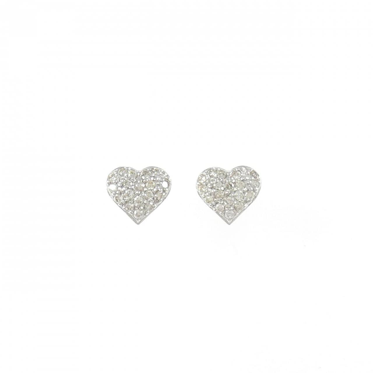 K18WG ハート ダイヤモンド ピアス 0.26CT