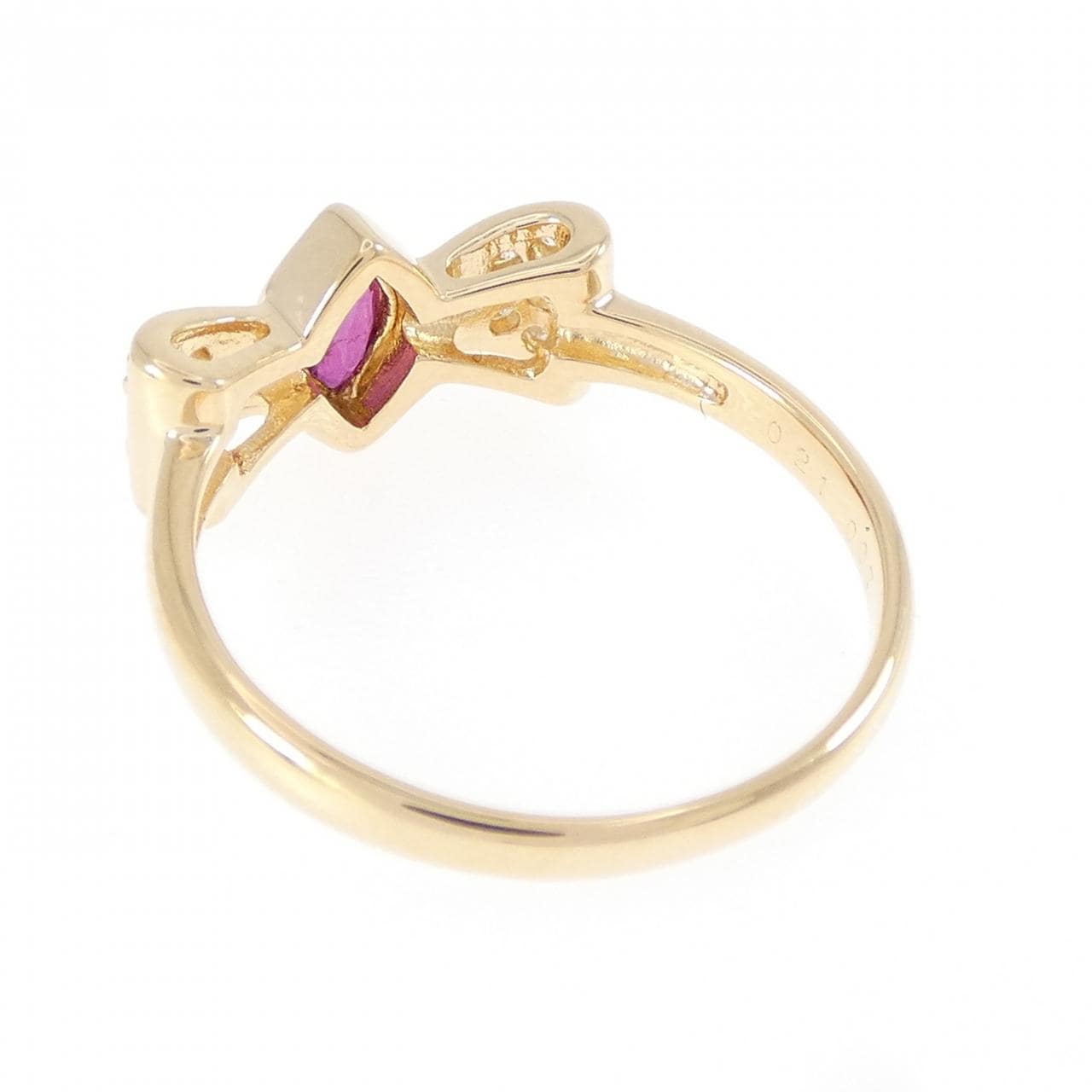 K18YG リボン ルビー リング 0.21CT