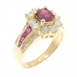 K18YG ルビー リング 0.82CT