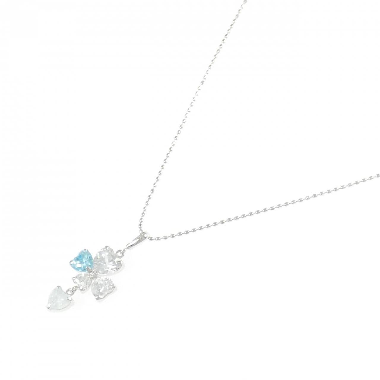 K14WG ハート キュービック ネックレス