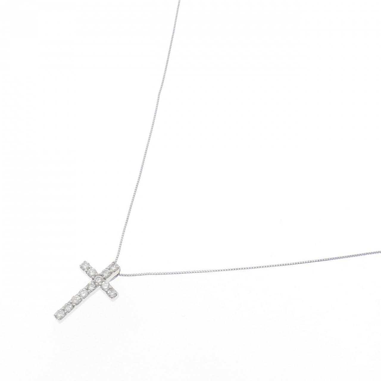 K18WG クロス ダイヤモンド ネックレス 0.50CT
