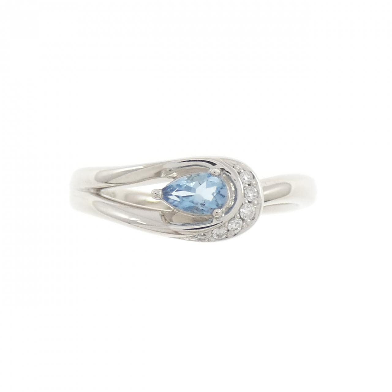 4゜C アクアマリン リング 0.178CT
