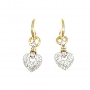 K18WG/K18YG ハート パヴェ ダイヤモンド ピアス 1.44CT