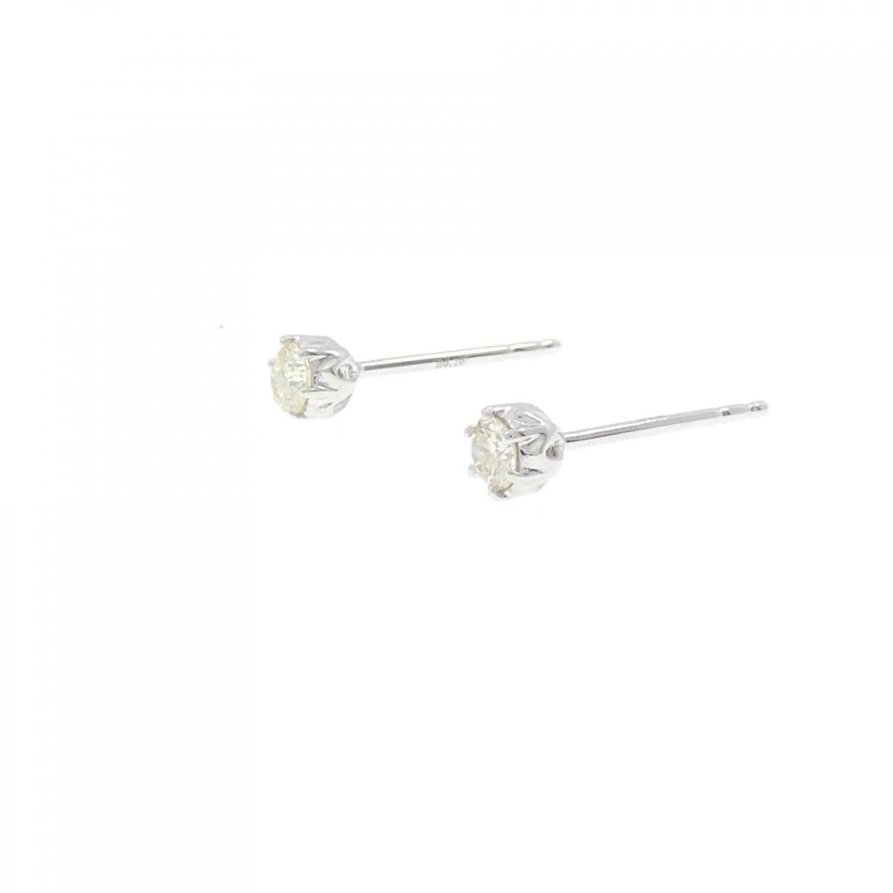 K18WG ソリティア ダイヤモンド ピアス 0.20CT
