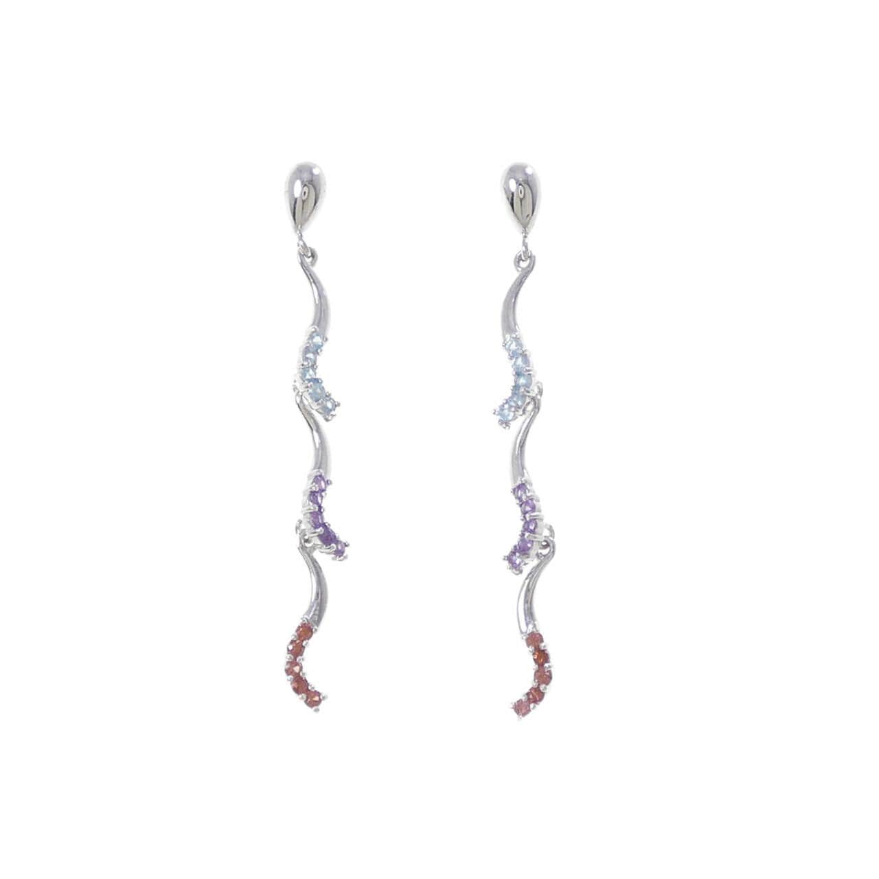 K18WG カラーストーン ピアス