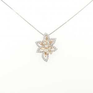 PT950/K18PG/PT850 フラワー ダイヤモンド ネックレス 0.85CT