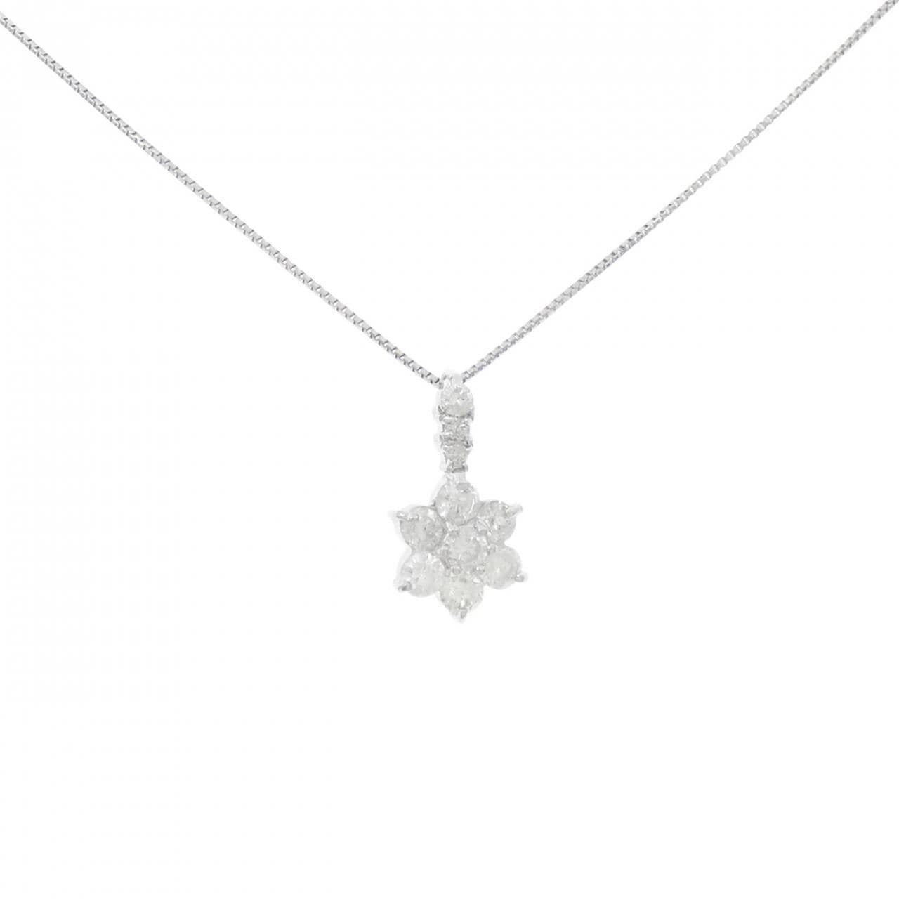 PT900/PT850 フラワー ダイヤモンド ネックレス 0.56CT