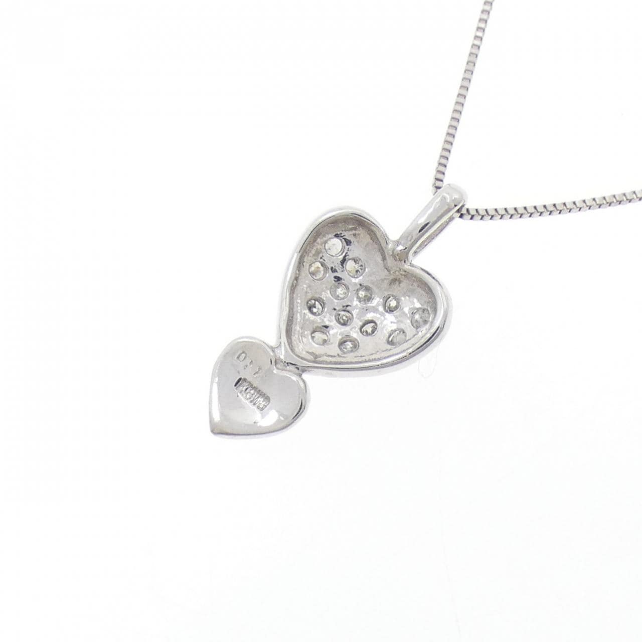 K18WG heart Diamond necklace 0.1CT