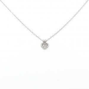 K18WG/PT850 ハート ダイヤモンド ネックレス 0.03CT